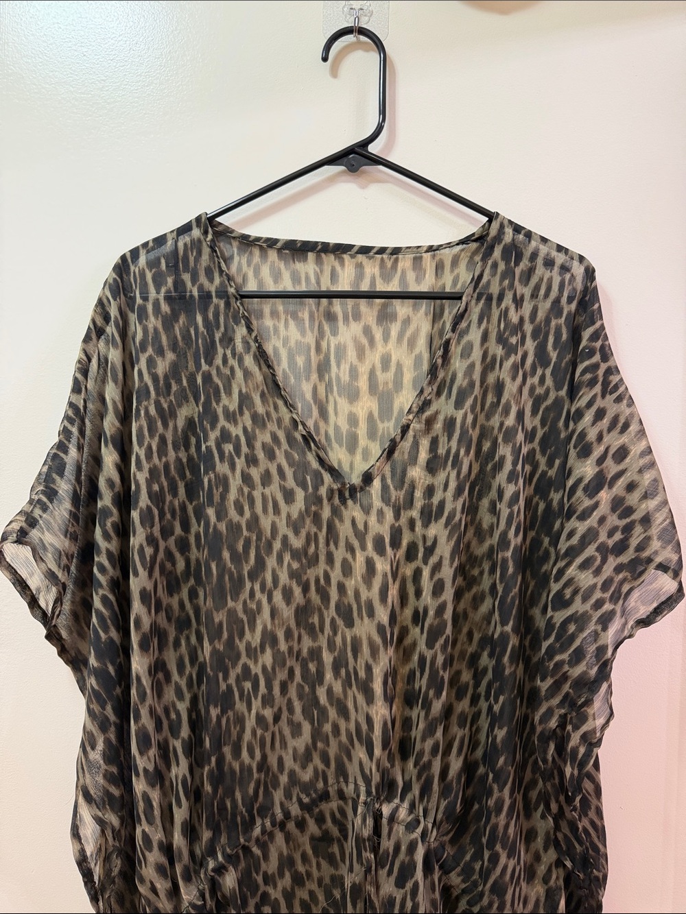 Women’s Sheer Leopard Swim Cover-Up in Olive/Black. All in One Size. NWOT - Picture 2 of 3